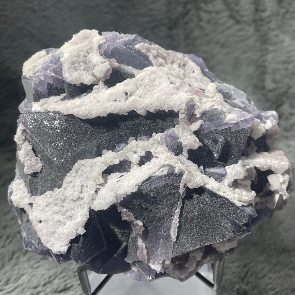 Raw crystal cluster FLUORITE GREEN-BLUES PURPLES SUGAR CALCITE RIVERS 5”x4.5”